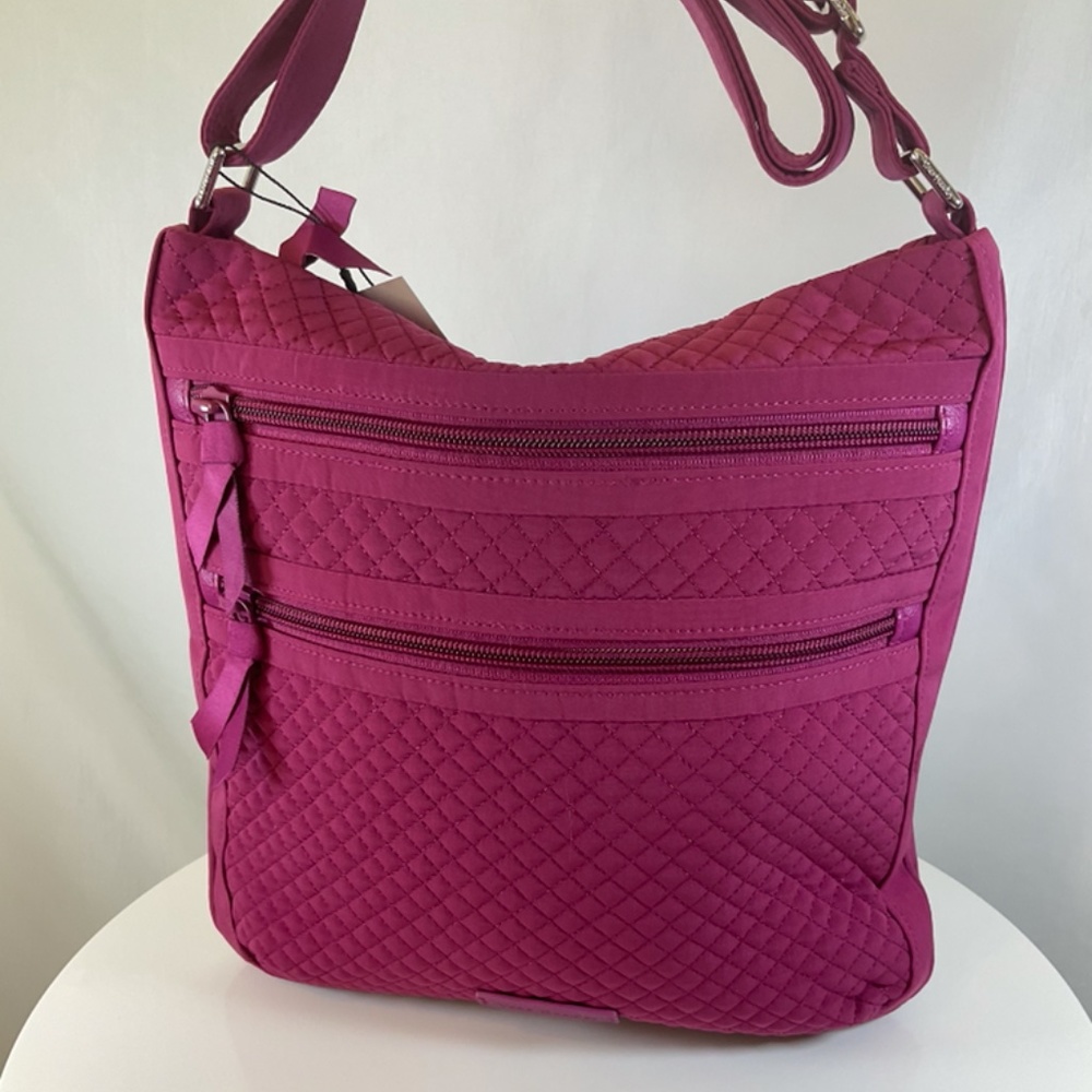 Vera Bradley Triple Zip Hipster Crossbody Purse Raspberry Radiance - Picture 2 of 8